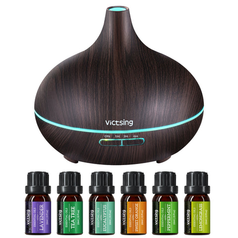 Victsing Diffuser with Oils, 500ml Essential Oils Diffuser & Top 6 Essential Oil Set