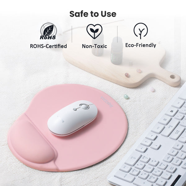 Mouse Mat Pink Anti-Slip Comfort Mouse PAD MAT with Gel Foam Rest Wrist Support for PC Laptop - Compatible with Laser and Optical Mice-US07