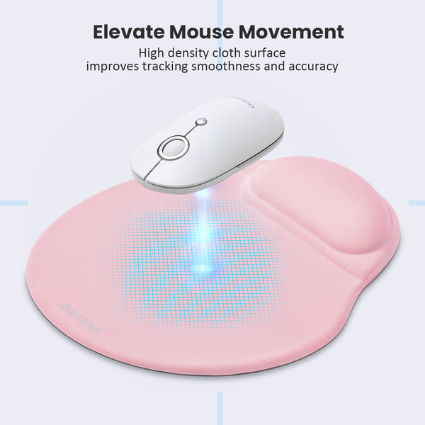 Mouse Mat Pink Anti-Slip Comfort Mouse PAD MAT with Gel Foam Rest Wrist Support for PC Laptop - Compatible with Laser and Optical Mice-US07
