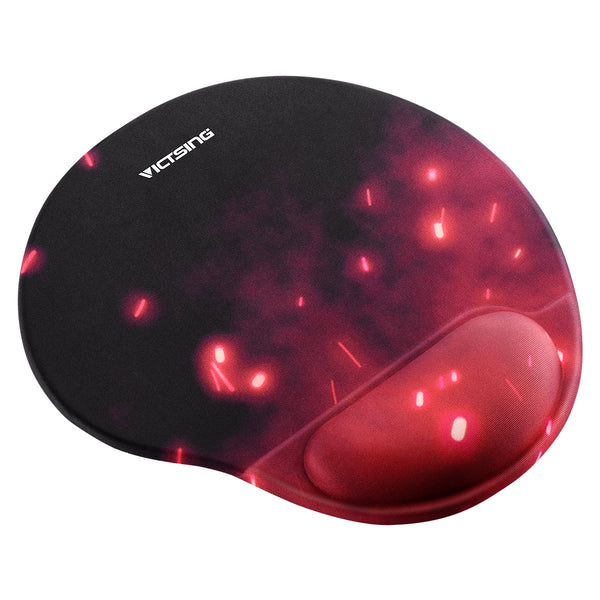 VictSing Ergnomic Gaming Mouse Pad with Gel Wrist Rest Red and Black-US07