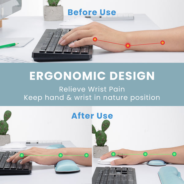 VicTsing Memory Foam Set Keyboard Wrist Rest Pad and Mouse Wrist Rest Support for Easy Typing and Wrist Pain Relief-US07