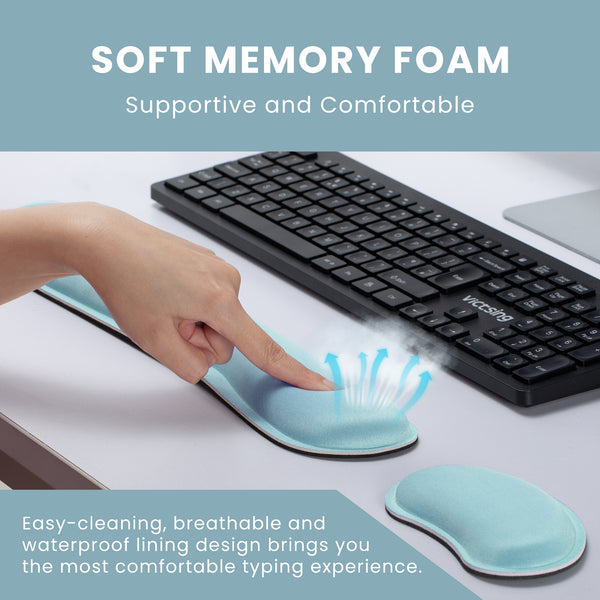 VicTsing Memory Foam Set Keyboard Wrist Rest Pad and Mouse Wrist Rest Support for Easy Typing and Wrist Pain Relief-US07