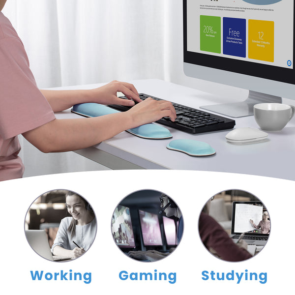 VicTsing Memory Foam Set Keyboard Wrist Rest Pad and Mouse Wrist Rest Support for Easy Typing and Wrist Pain Relief-US07