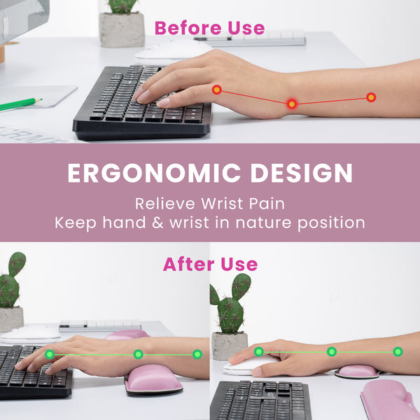 VicTsing Memory Foam Set Keyboard Wrist Rest Pad and Mouse Wrist Rest Support for Easy Typing and Wrist Pain Relief-US07