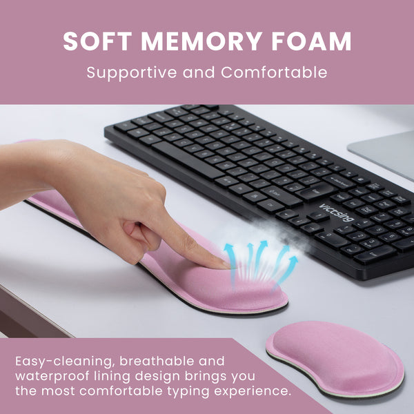 VicTsing Memory Foam Set Keyboard Wrist Rest Pad and Mouse Wrist Rest Support for Easy Typing and Wrist Pain Relief-US07