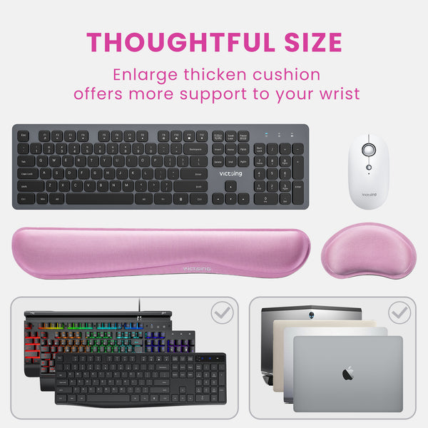 VicTsing Memory Foam Set Keyboard Wrist Rest Pad and Mouse Wrist Rest Support for Easy Typing and Wrist Pain Relief-US07
