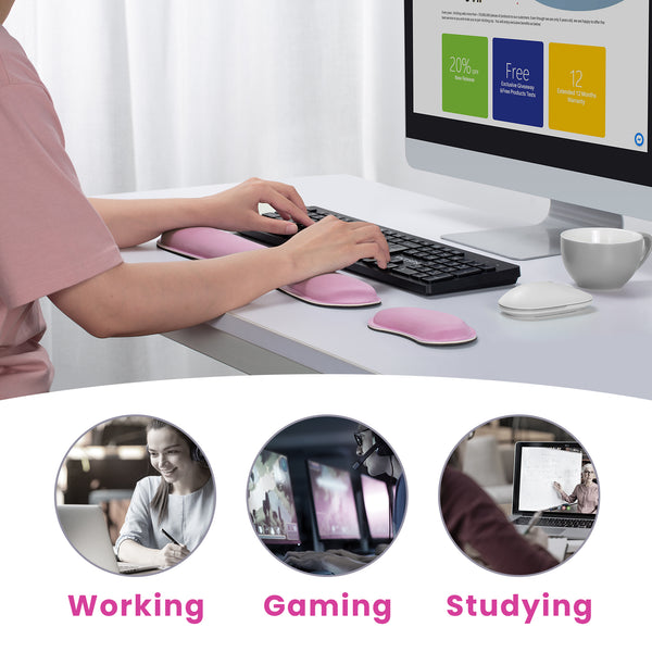 VicTsing Memory Foam Set Keyboard Wrist Rest Pad and Mouse Wrist Rest Support for Easy Typing and Wrist Pain Relief-US07