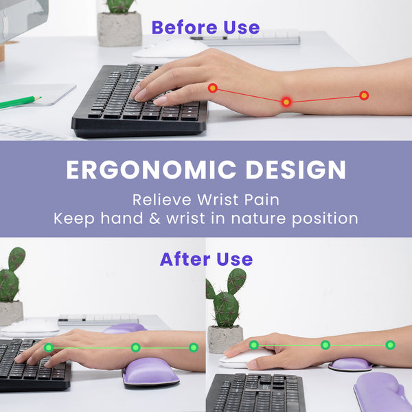 VicTsing Memory Foam Set Keyboard Wrist Rest Pad and Mouse Wrist Rest Support for Easy Typing and Wrist Pain Relief-US07