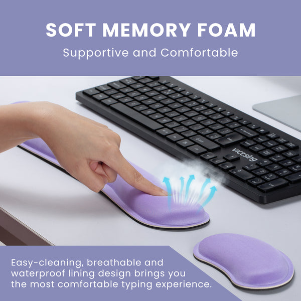 VicTsing Memory Foam Set Keyboard Wrist Rest Pad and Mouse Wrist Rest Support for Easy Typing and Wrist Pain Relief-US07