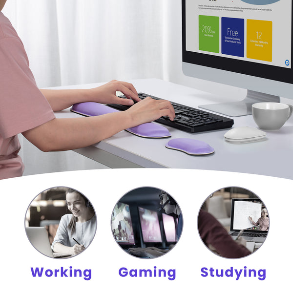 VicTsing Memory Foam Set Keyboard Wrist Rest Pad and Mouse Wrist Rest Support for Easy Typing and Wrist Pain Relief-US07