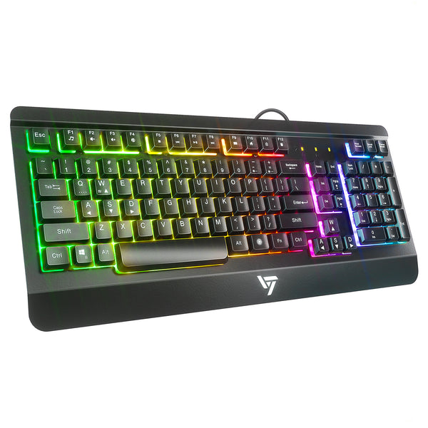 VictSing Wired Gaming All-Metal Panel Computer Keyboard Black