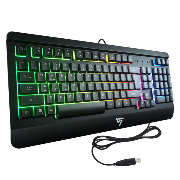 VictSing Wired Gaming All-Metal Panel Computer Keyboard Black