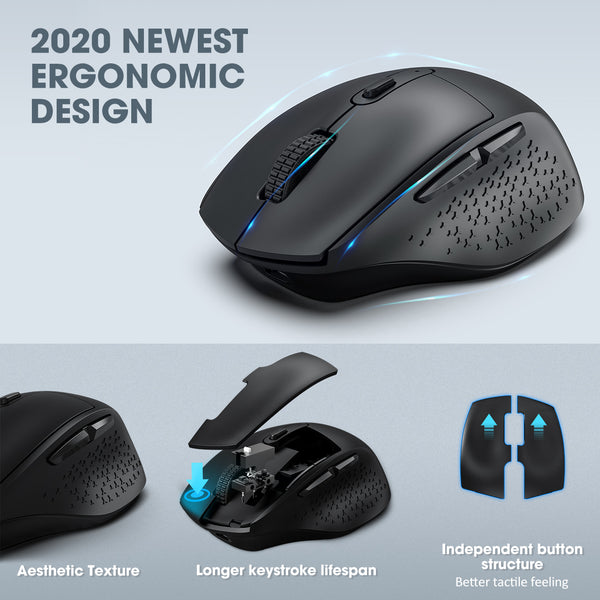 VictSing Wireless Rechargeable Big Size Ergonomic Mouse