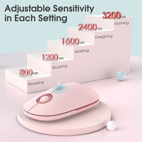 VictSing Slim Wireless Mouse Pink