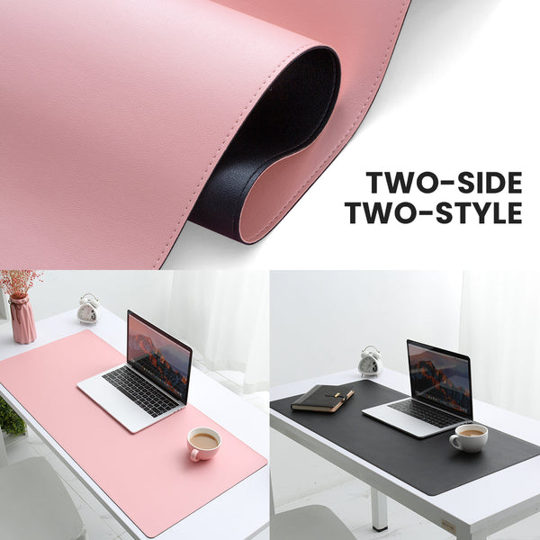 VictSing Dual-sided Desk Pad, PU Leather Mouse Pad 35.4" x 17" with Stitched Edges-US07
