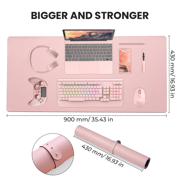 VictSing Dual-sided Desk Pad, PU Leather Mouse Pad 35.4" x 17" with Stitched Edges-US07