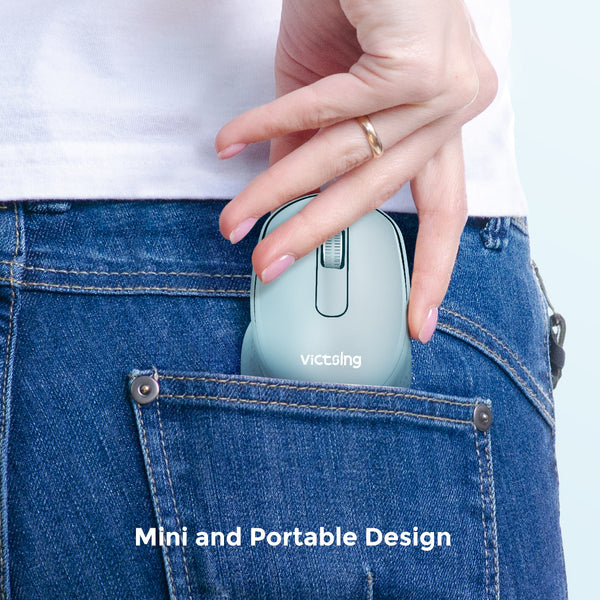 VicTsing Mini Ergonomic Wireless Mouse, Mint Green