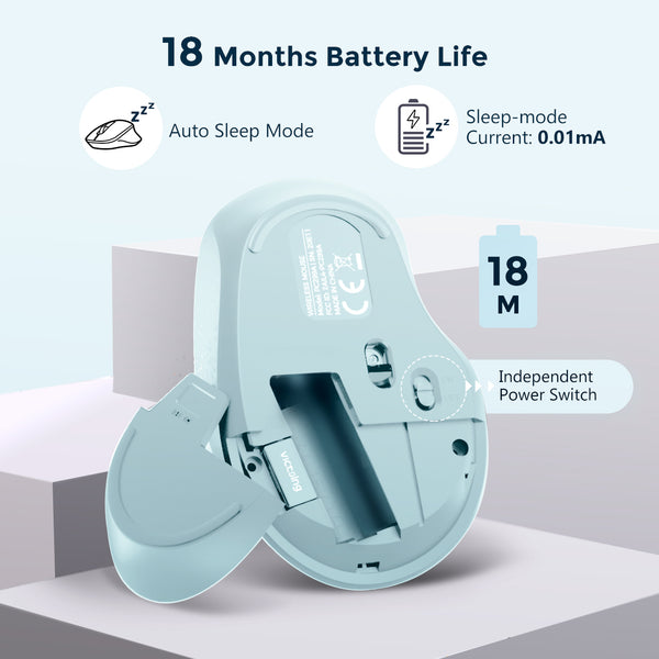 VicTsing Mini Ergonomic Wireless Mouse, Mint Green