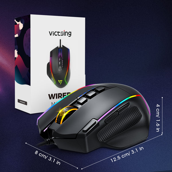 VicTsing Wired RGB Gaming Mouse with 10 Programmable Buttons & Fire Button