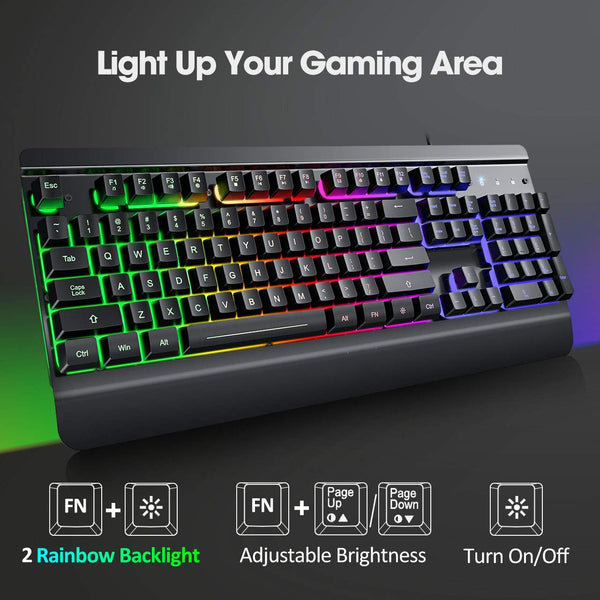 Metallic Gaming Keyboard,Rainbow Backlit Membrane
