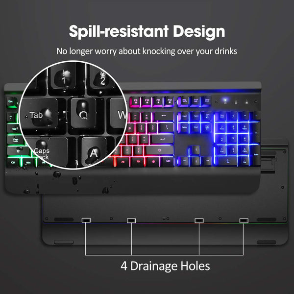 Metallic Gaming Keyboard,Rainbow Backlit Membrane