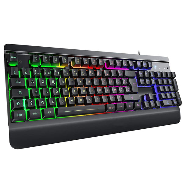 Metallic Gaming Keyboard,Rainbow Backlit Membrane