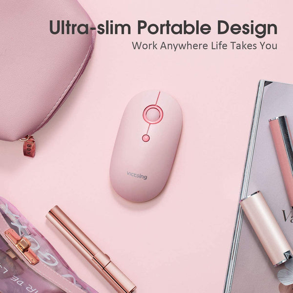 VictSing Slim Wireless Mouse Pink