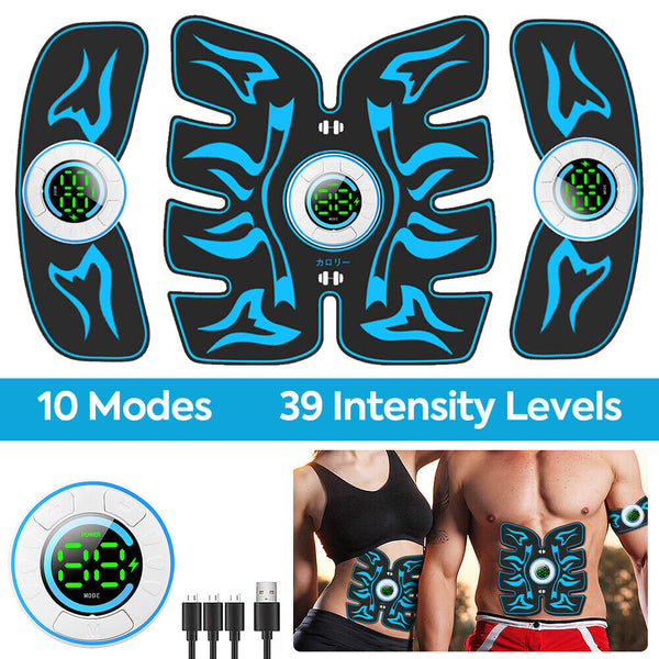 Rechargeable Abdominal Muscle Stimulator Trainer Abs Fitness Excersize Gear 10 Modes 39 Intensities